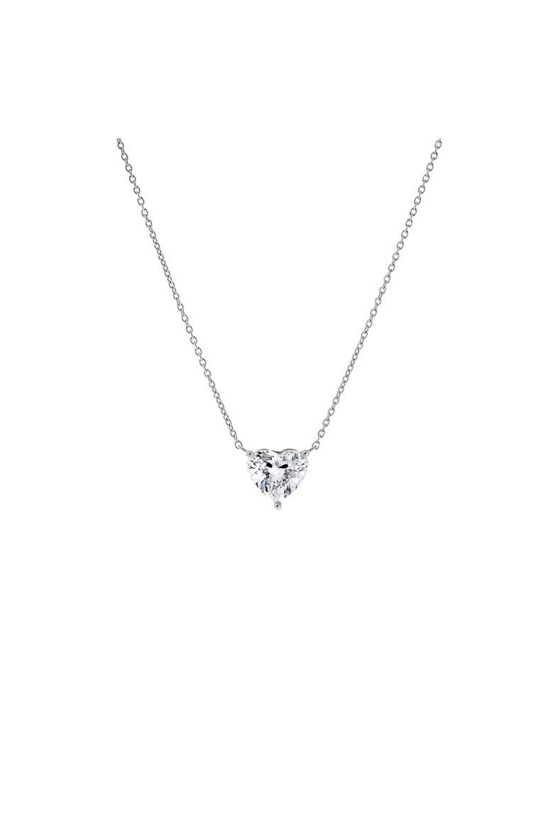 Lab Grown Diamond Heart Solitaire Necklace 14K, Main, color, 14K White Gold - 2 Carat