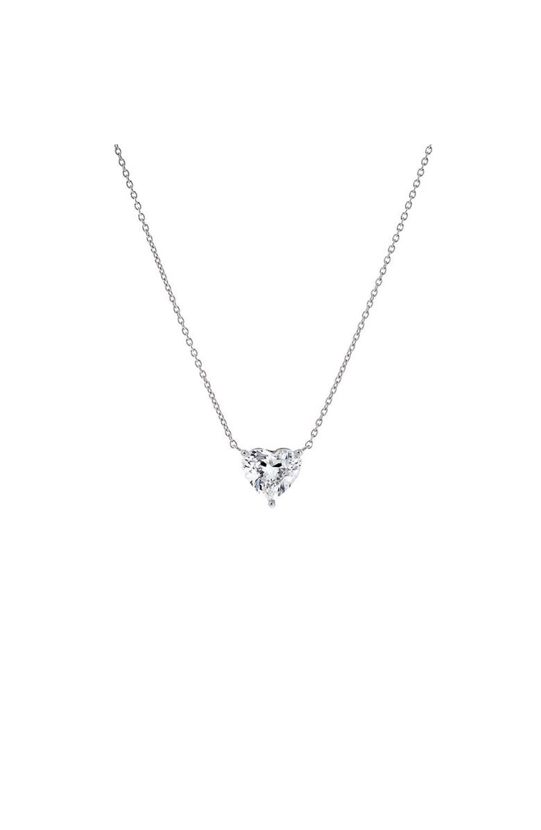 BY ADINA EDEN Lab Grown Diamond Heart Solitaire Necklace 14K, Main, color, 14K White Gold - 2 Carat