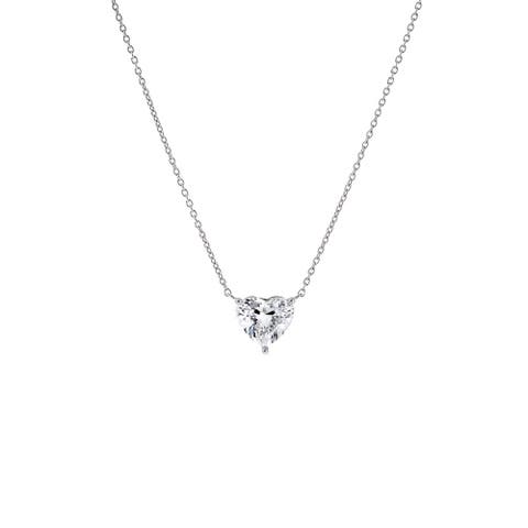 Lab Grown Diamond Heart Solitaire Necklace 14K
