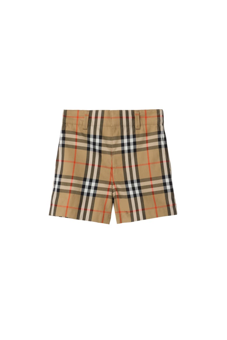 Check Cotton Shorts, Main, color, Sand beige