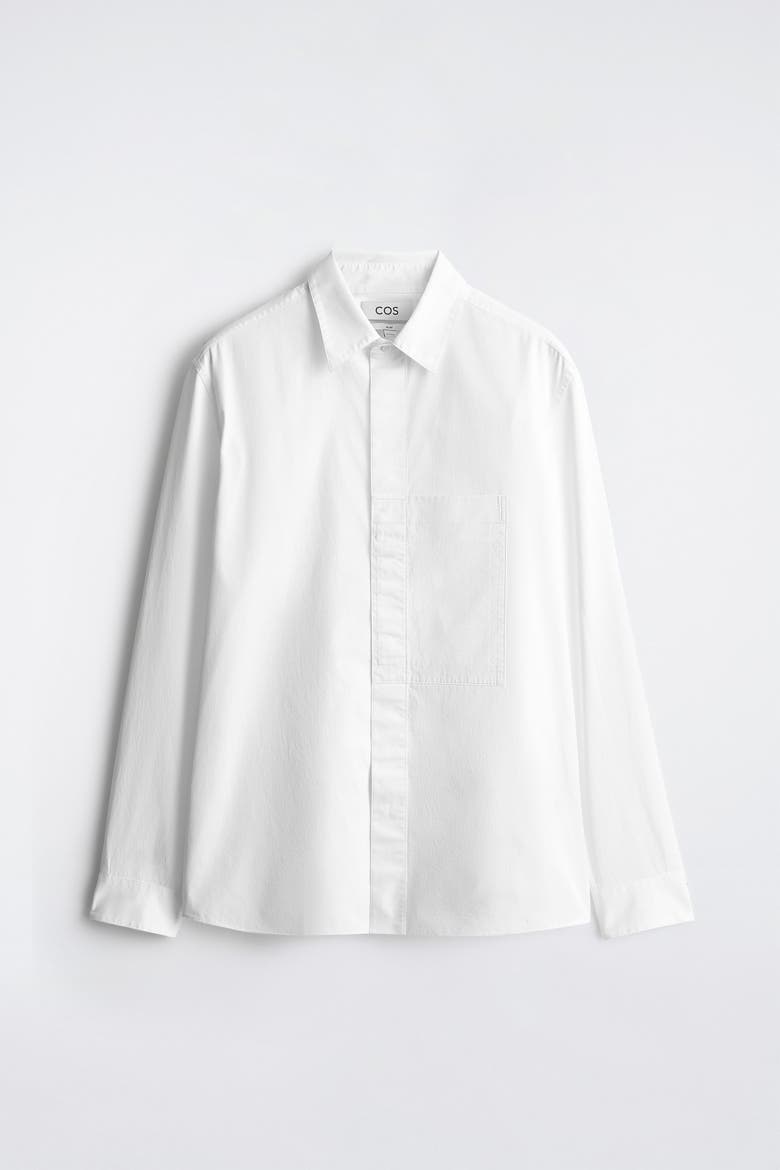 Slim Pocket-detail Pima Cotton Shirt, Alternate, color, WHITE