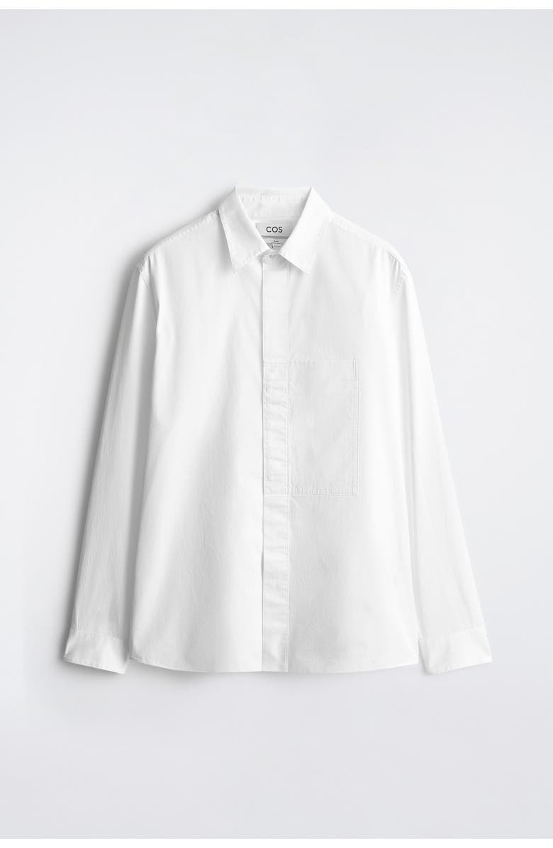 COS Slim Pocket-detail Pima Cotton Shirt, Alternate, color, White