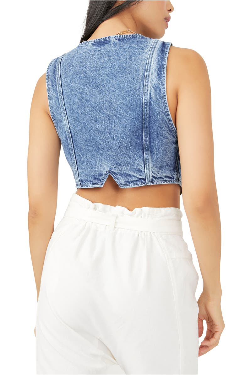 Free People Untamed Denim Crop Vest, Alternate, color,