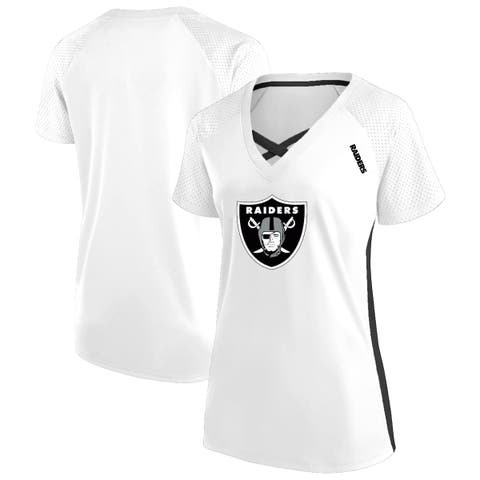 Women's Fanatics  White Las Vegas Raiders Plus Size Glitter Lace-Up V- Neck T-Shirt
