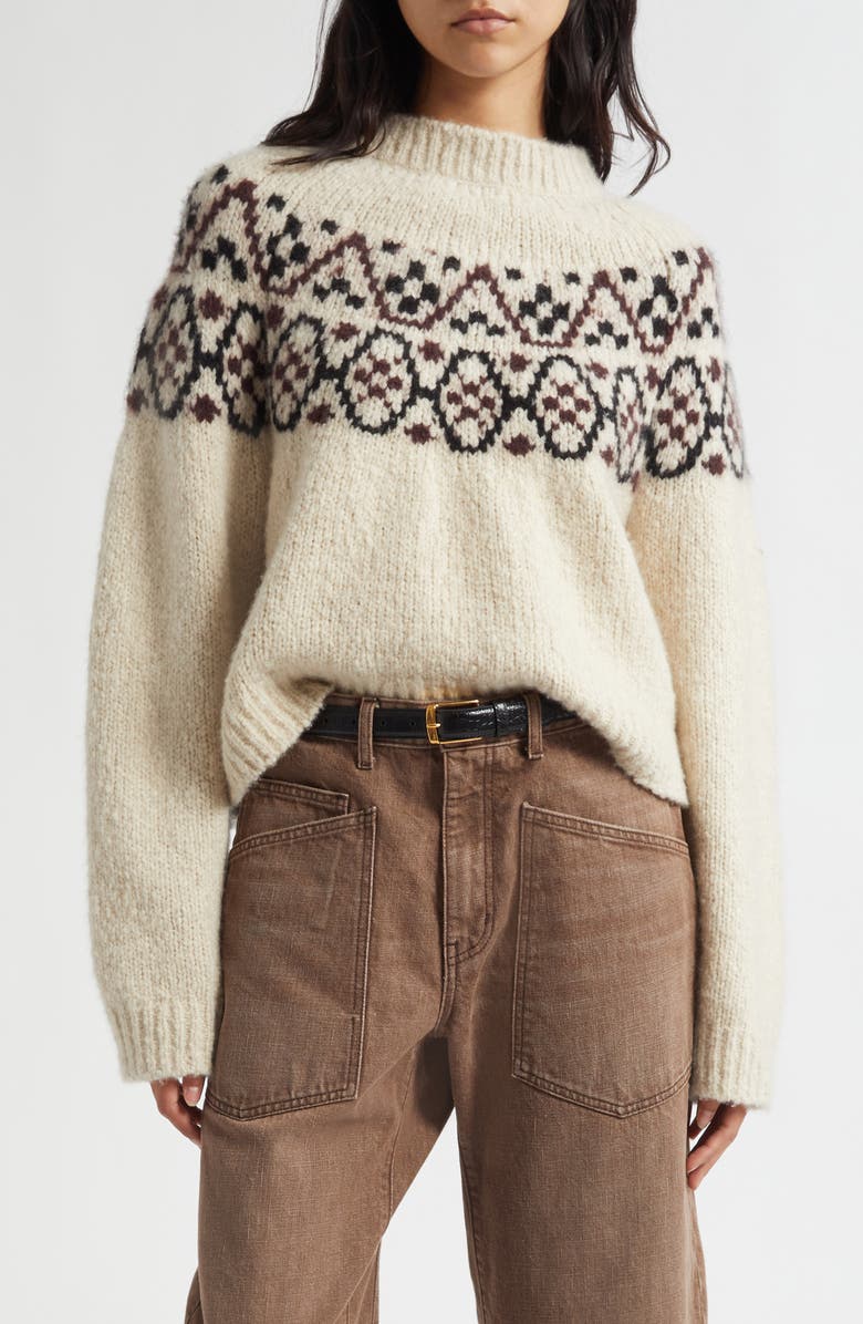 Nili Lotan Chrissy Fair Isle Cashmere & Silk Sweater, Main, color, Beige Melange Fair Isle