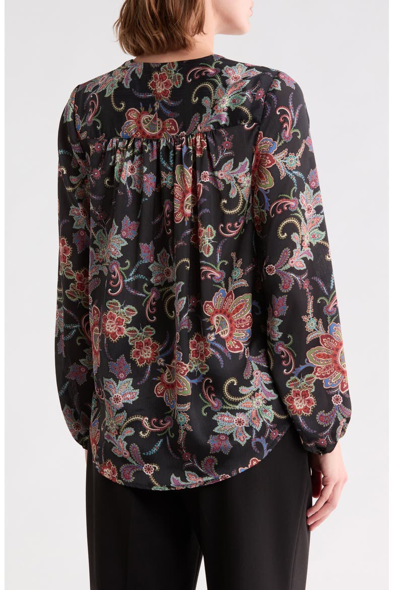 Long Sleeve Faux Wrap Blouse, Alternate, color, CASCADE PAISLEY