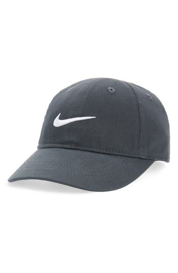 Nike Kids' Embroidered Swoosh Baseball Cap In Gray