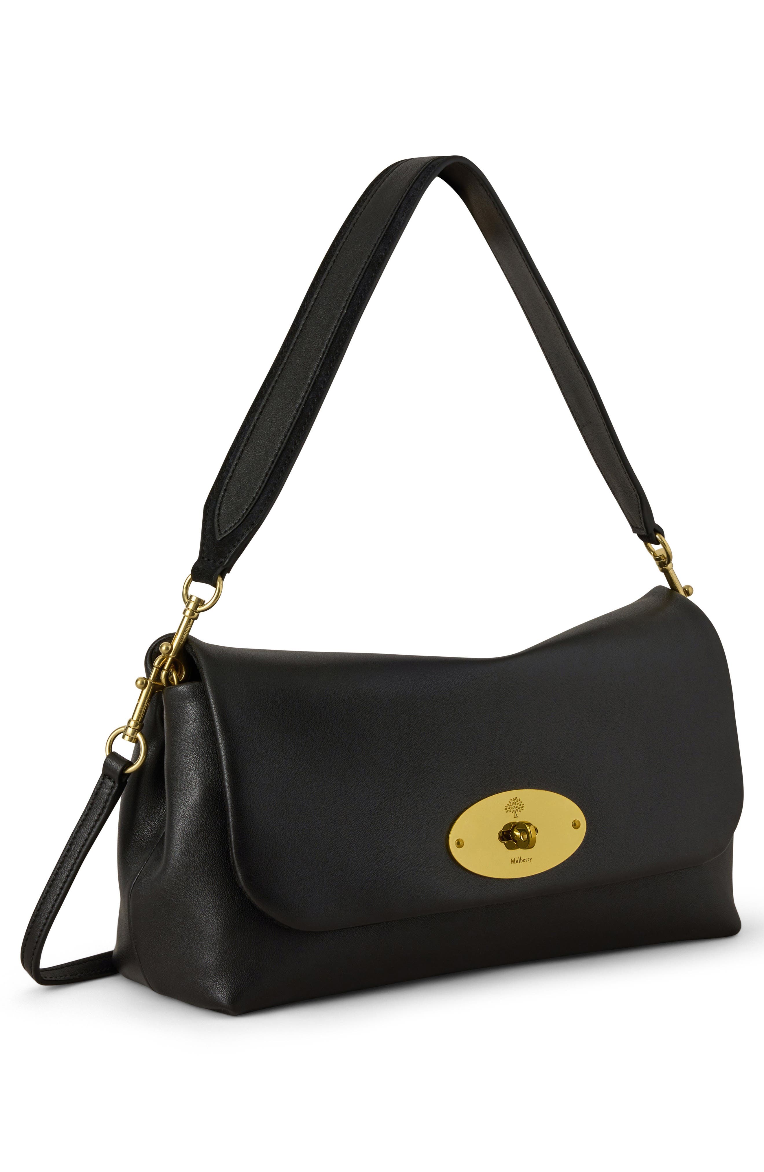 Delilah Leather Flap Shoulder Bag, Alternate, color, BLACK