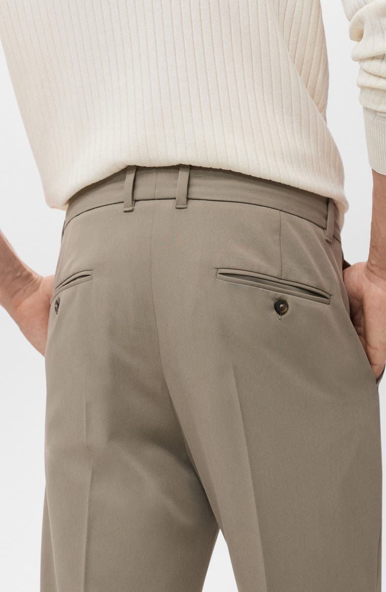 MANGO Pleated Slim Fit Dress Pants, Alternate, color, Khaki Green
