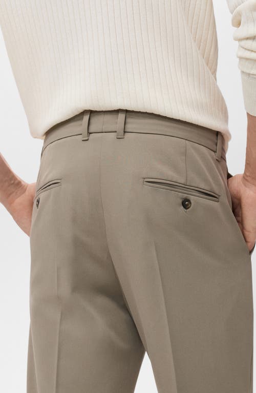 Mango Pleated Slim Fit Dress Pants In Brown
