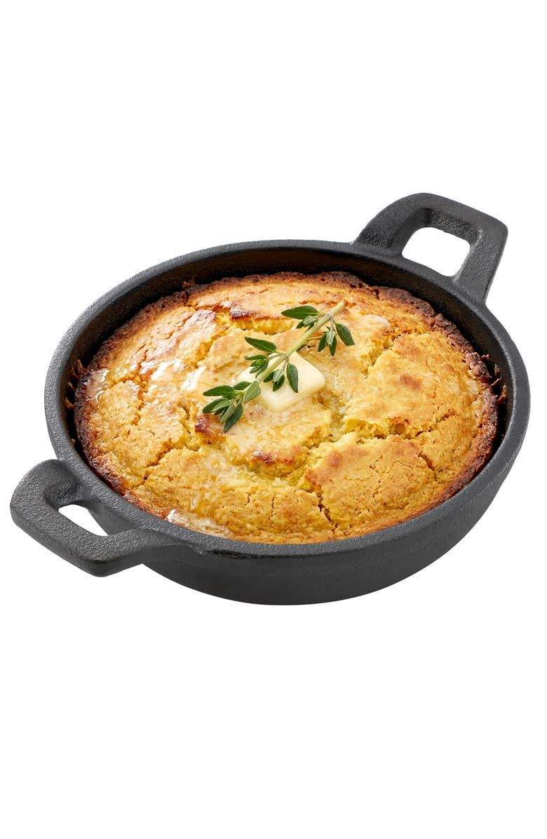 Megachef 5 Inch Round Cast Iron Frying Pan for Indoor/Outdoor Use, Main, color, Black