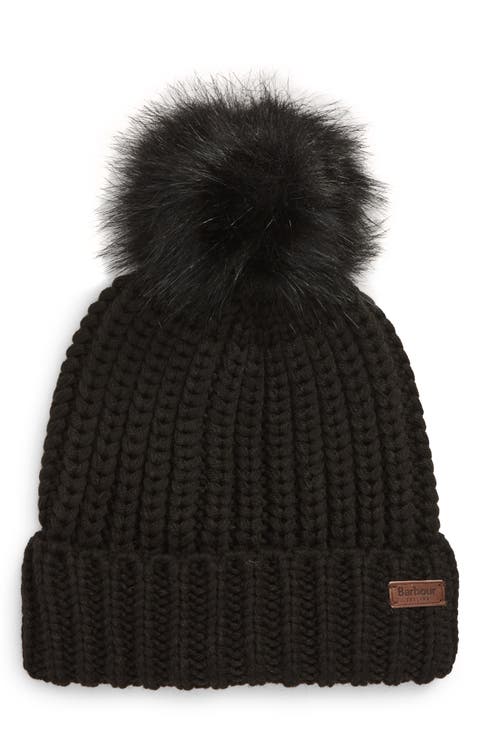 Saltburn Knit Beanie with Faux Fur Pom