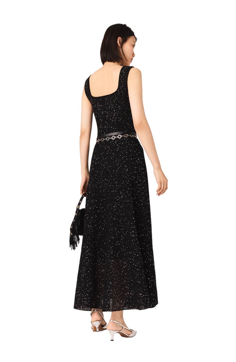 maje Rhinestone knit maxi dress, Alternate, color, Black