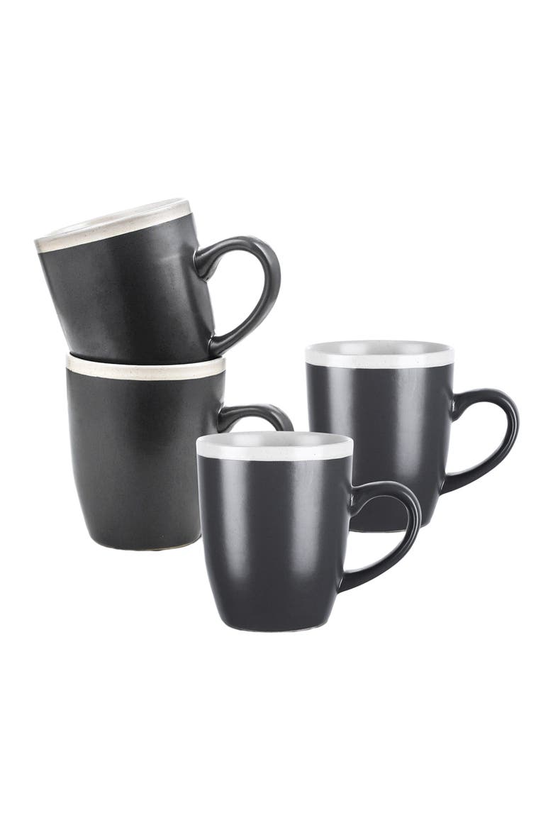 Serenity Stoneware 4-Piece Mug Set, Alternate, color, Dark Gray and Cream