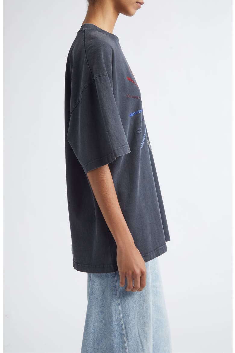 Oversize Crystal Hotfix Logo T-Shirt, Alternate, color, WASHED BLACK