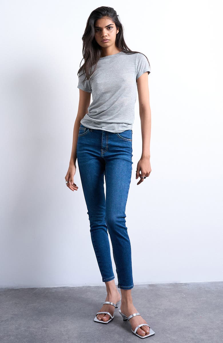 Topshop Jamie High Waist Skinny Jeans, Alternate, color, Blue