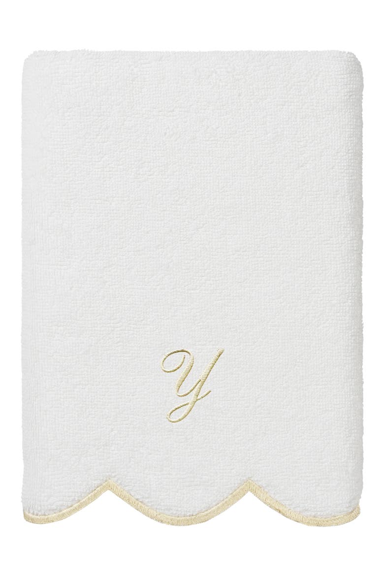 Adornia Scallop Initial 3-Piece Towel Set, Alternate, color, WHITE/ BEIGE Y
