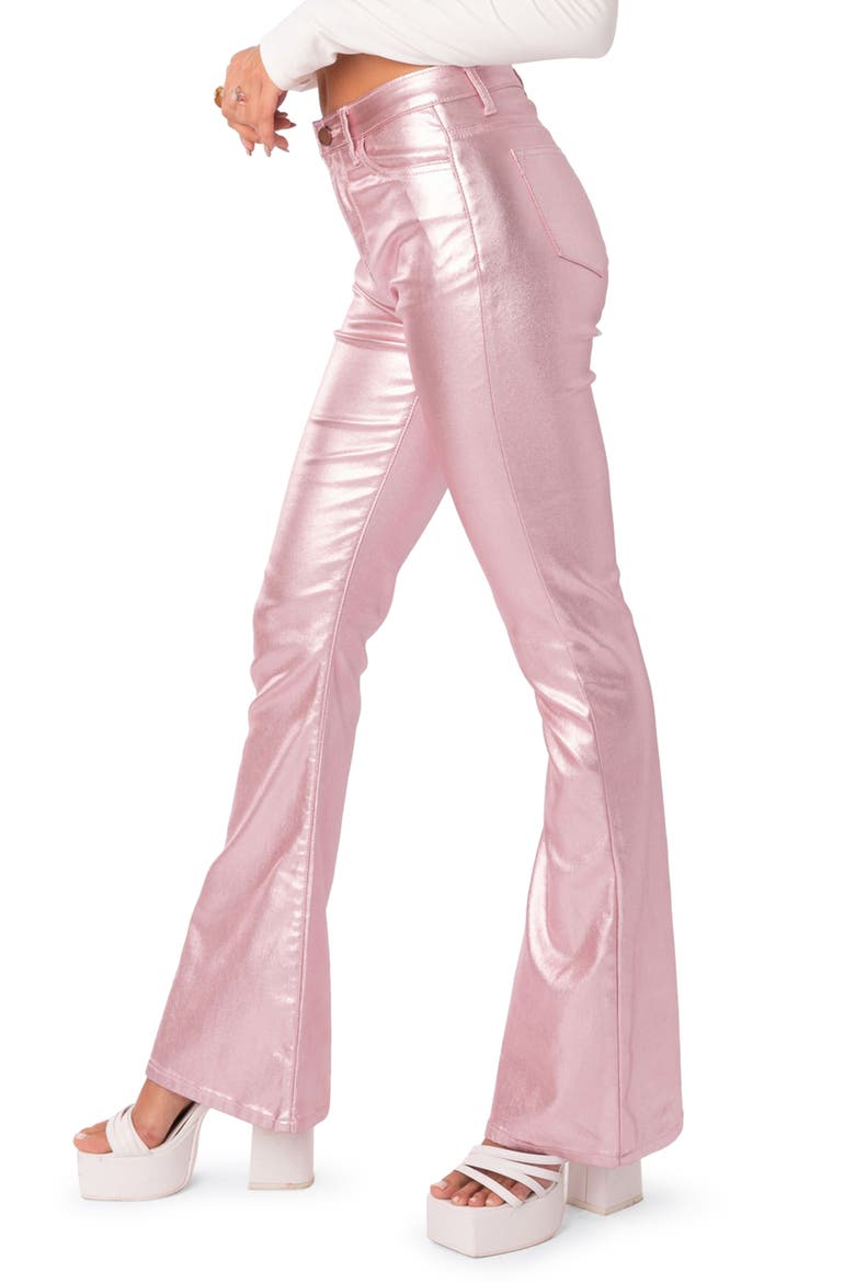 Luna Faux Leather Flare Leg Pants, Alternate, color, METALLIC-PINK