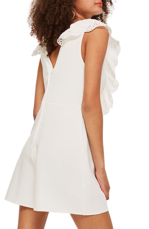 Topshop Sara Broderie Romper In Ivory