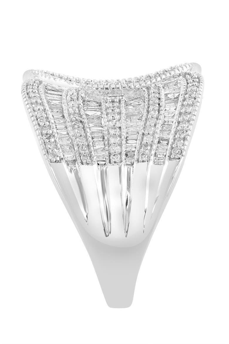 Sculpted Swirl Diamond Cocktail Ring in White Gold, Alternate, color, Hematite and FW Blush Pearl