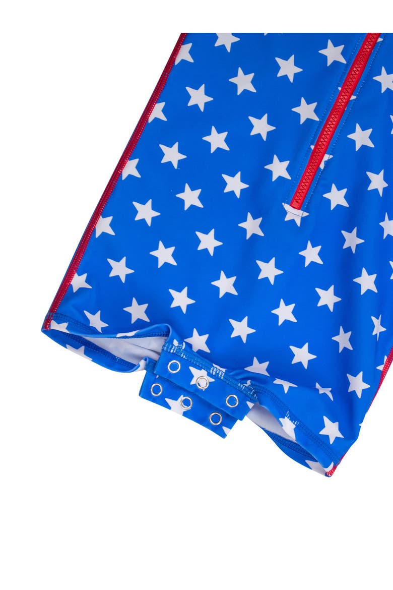 Boys Long Sleeve One Piece Rash Guard, Alternate, color, Stars & Stripes