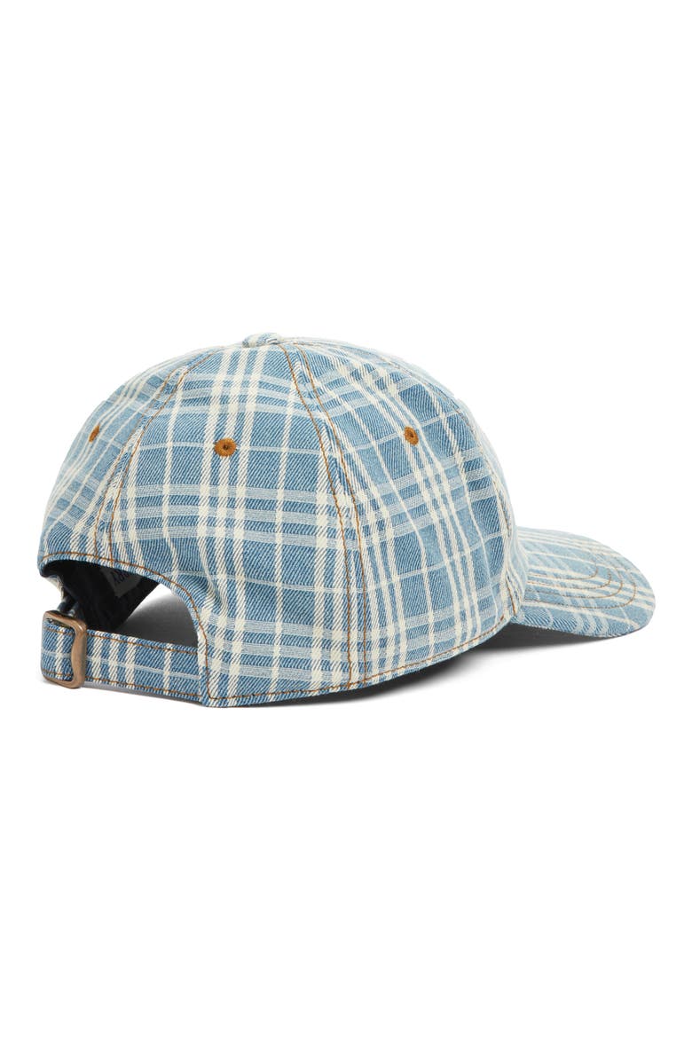 Check Jacquard Denim Adjustable Baseball Cap, Alternate, color, DARK INDIGO BLUE