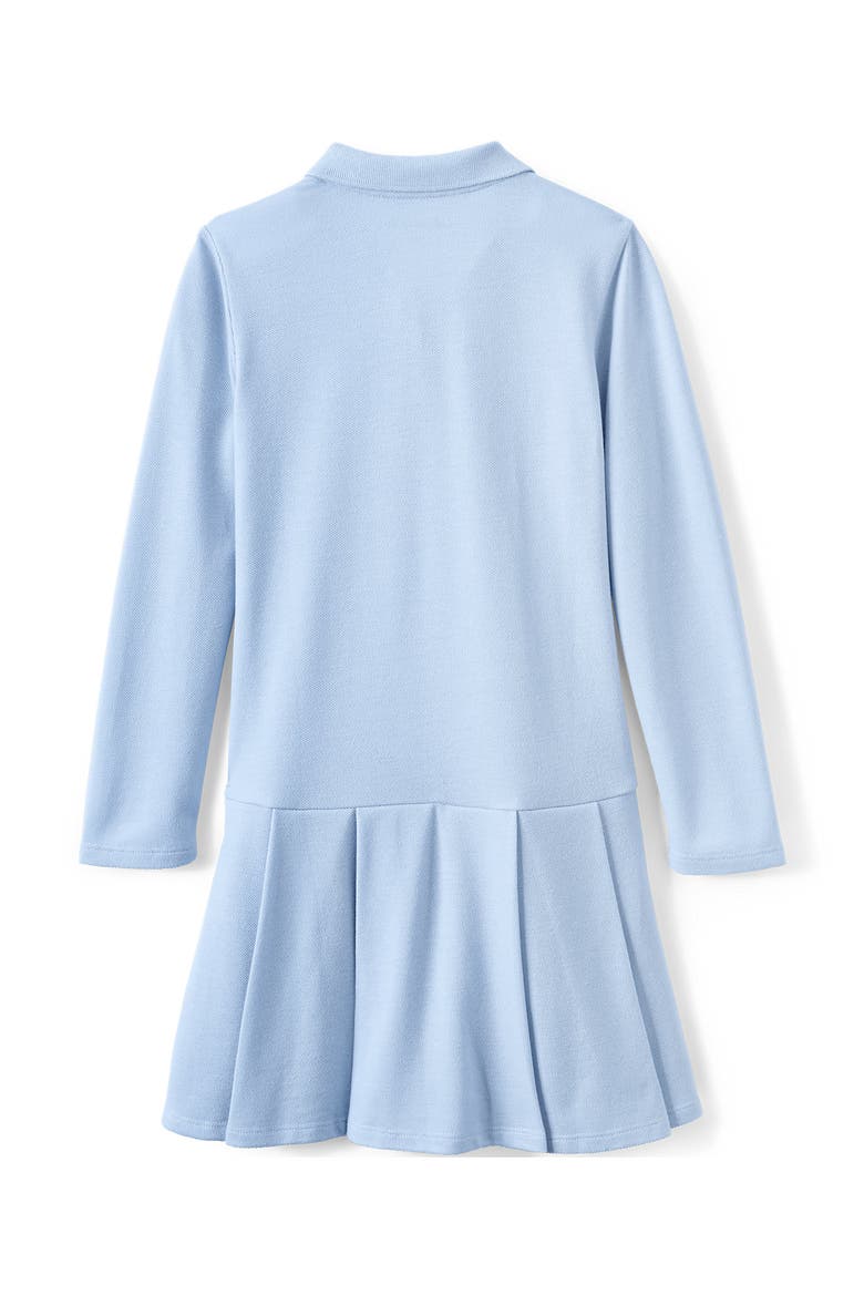 Girls Long Sleeve Mesh Pleated Polo Dress, Alternate, color, Blue