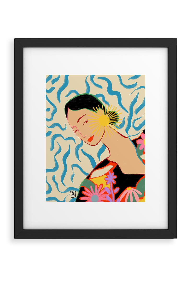 Deny Deigns Smiling Woman Framed Wall Art, Main, color, MULTI
