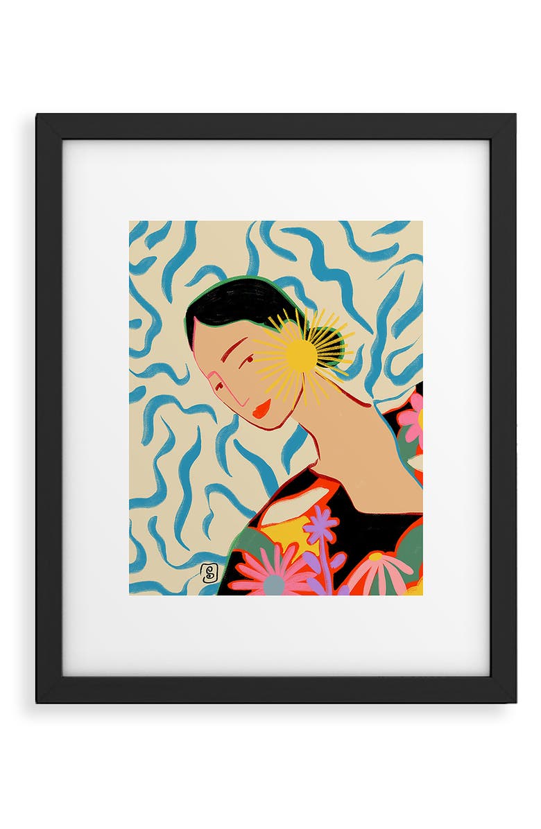 Deny Designs Deny Deigns Smiling Woman Framed Wall Art, Main, color, Multi