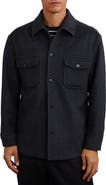 Reiss Compton Herringbone Wool Blend Shirt Jacket