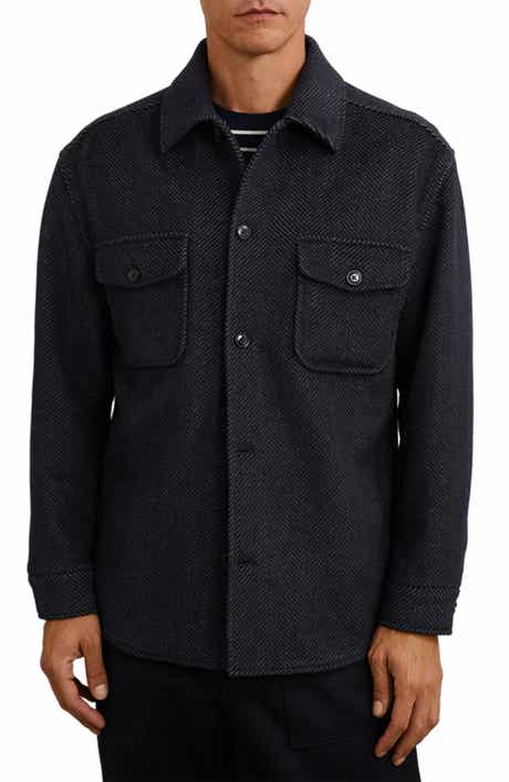 Reiss Compton Herringbone Wool Blend Shirt Jacket