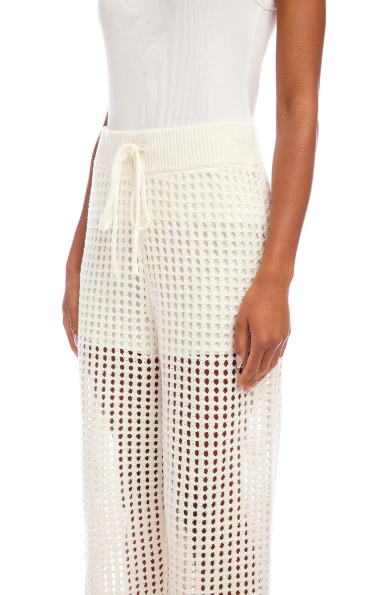 FIFTEEN TWENTY Gianna Open Knit Straight Leg Pants, Alternate, color, Off White/ Navy