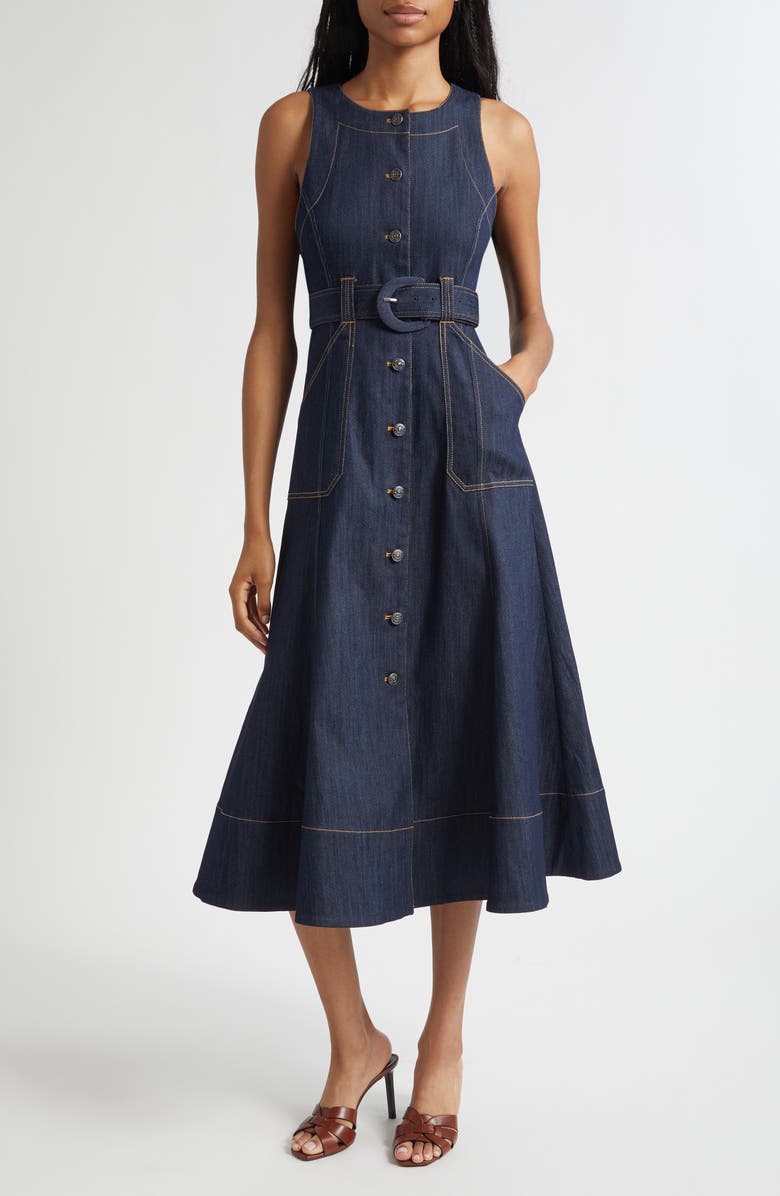 Cinq à Sept Cezanne Denim Midi Dress, Main, color, Indigo