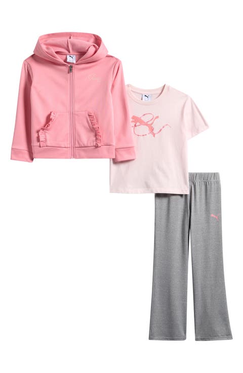 Kids' Fleece Hoodie, Graphic T-Shirt & Flare Leggings Set (Big Kid)
