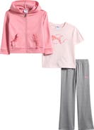 PUMA Kids' Fleece Hoodie, Graphic T-Shirt & Flare Leggings Set