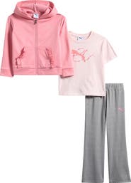 PUMA Kids' Fleece Hoodie, Graphic T-Shirt & Flare Leggings Set