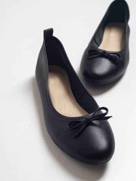 Forever & Always Shoes Florence Leather Ballerina Flats, Alternate, color, Black Leather