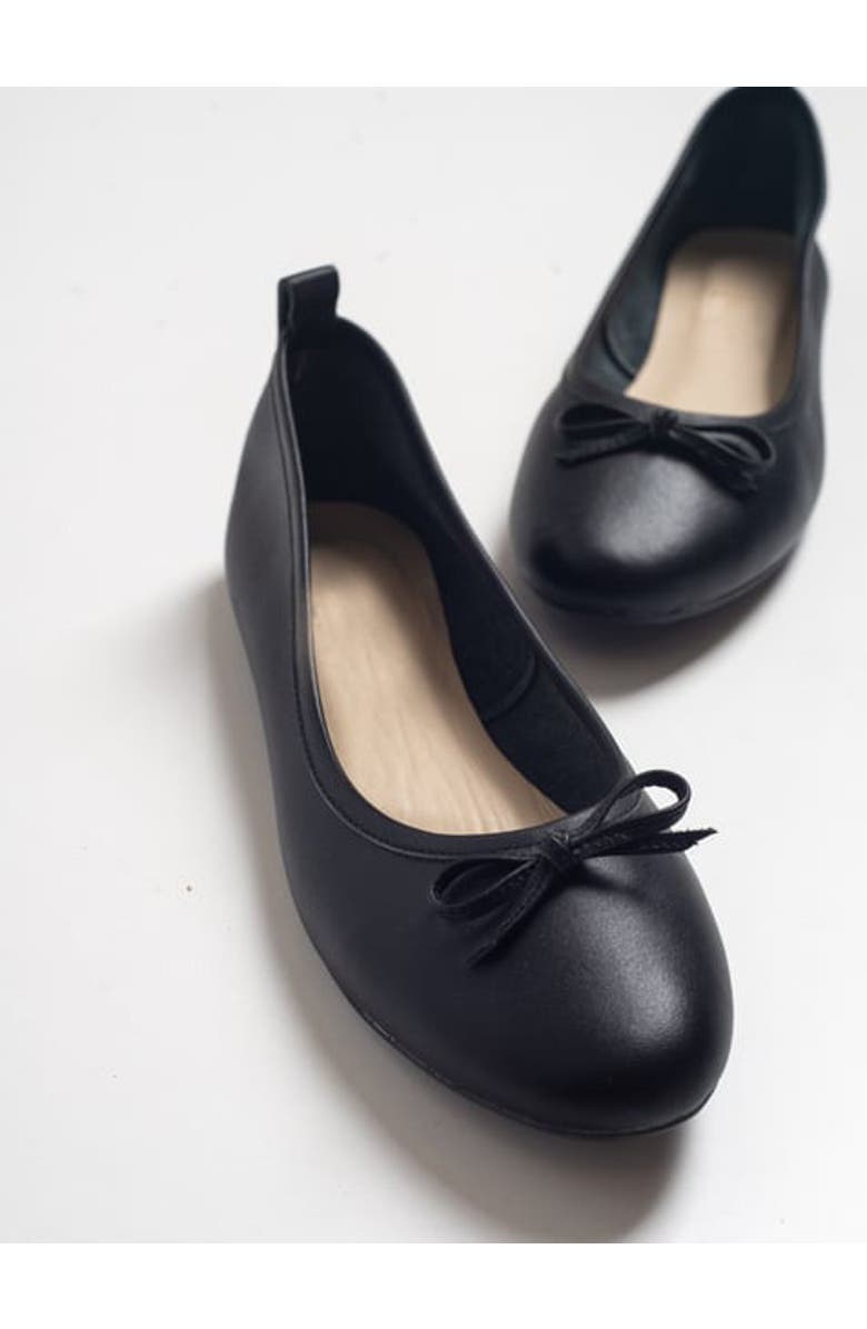 Forever & Always Shoes Florence Leather Ballerina Flats, Alternate, color, Black Leather