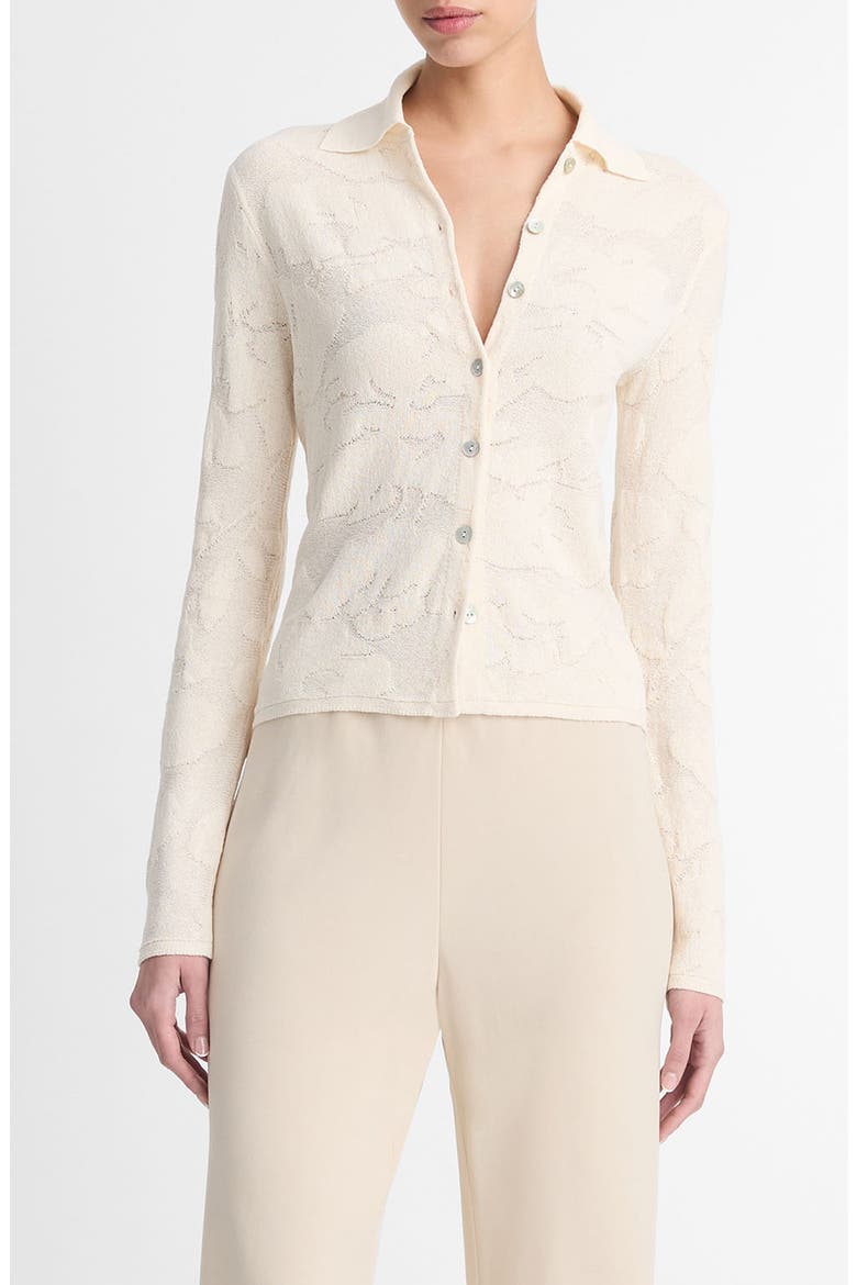 Floral Jacquard Button-Up Shirt, Main, color, IVORY