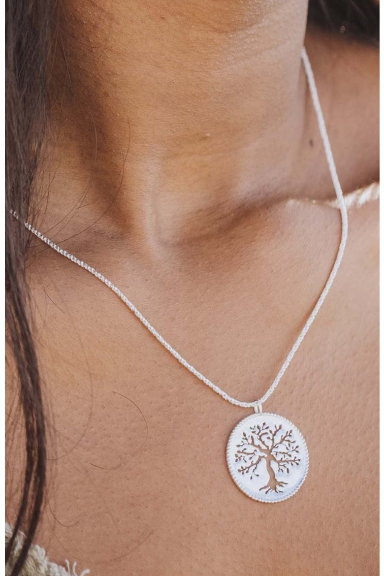 Olive Tree Necklace, Alternate, color,   Sterling Silver