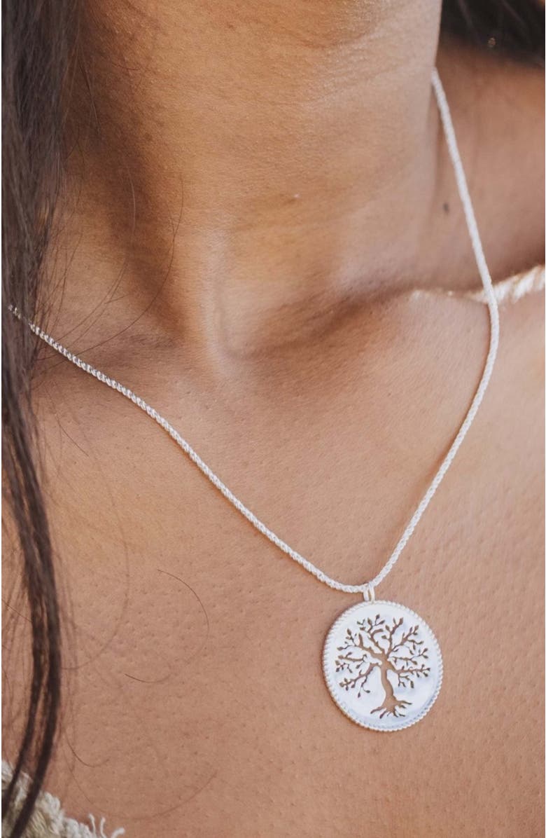 Rizen Jewelry Olive Tree Necklace, Alternate, color,   Sterling Silver