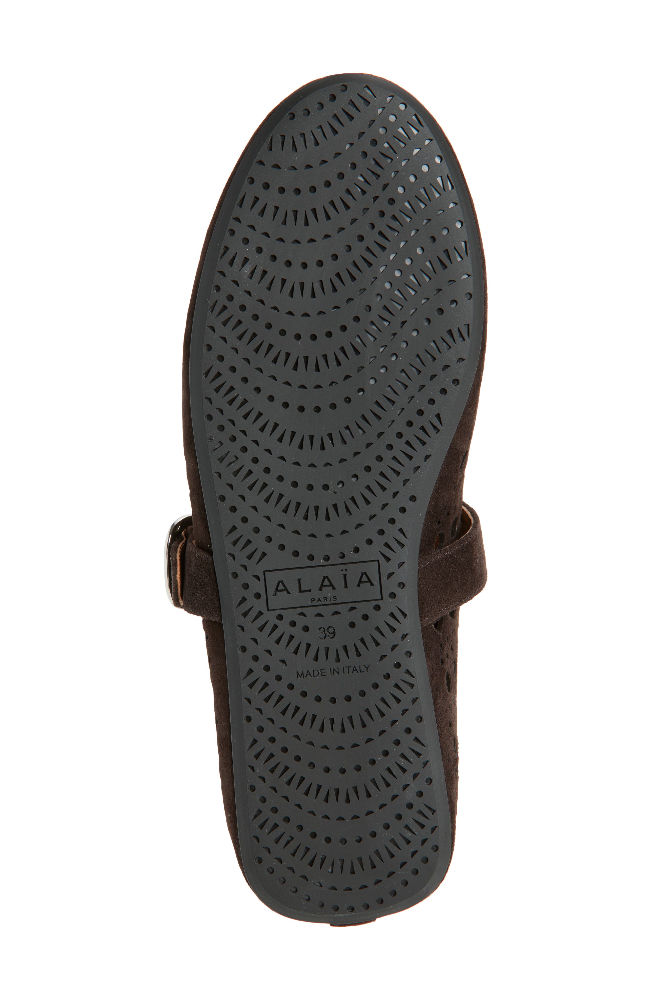 Alaïa Vienne Perforated Ballet Flat, Alternate, color, Brun Fonce