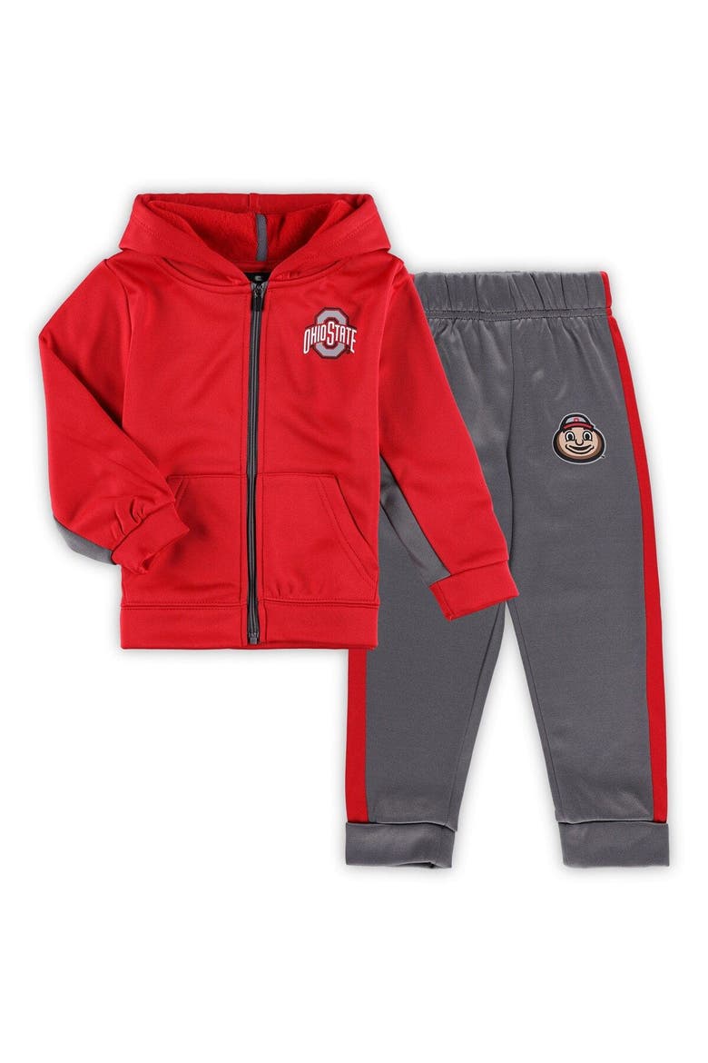 Toddler Colosseum Scarlet/Gray Ohio State Buckeyes Shark Full-Zip Hoodie Jacket & Pants Set, Main, color, Scarlet