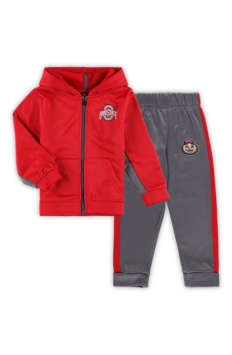 COLOSSEUM Toddler Colosseum Scarlet/Gray Ohio State Buckeyes Shark Full-Zip Hoodie Jacket & Pants Set, Main, color, 