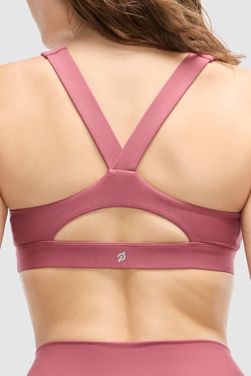 Peloton Cadent Mid Neck V Strap Bra In Roan Rouge