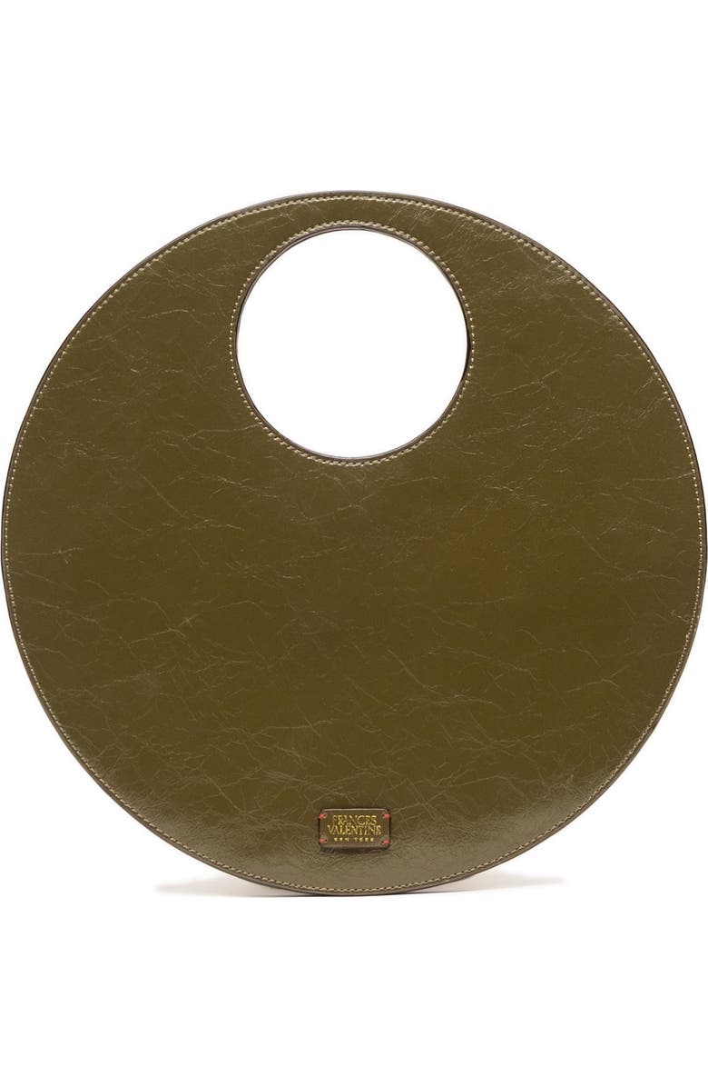 Frances Valentine Juno Round Crinkled Leather Crossbody Bag, Main, color, Olive
