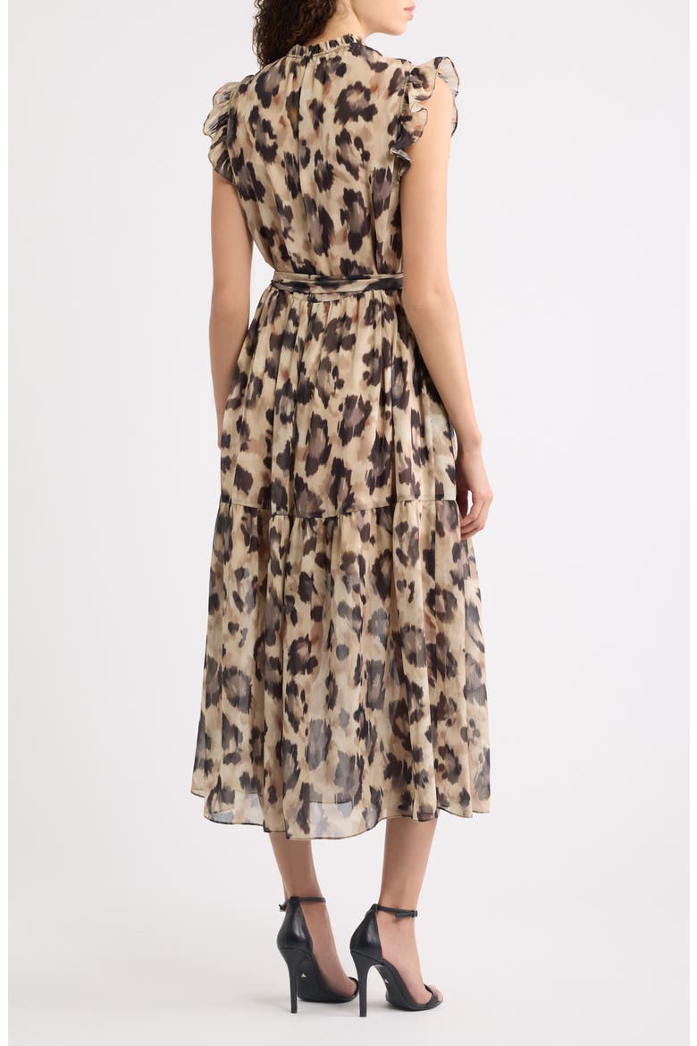 Abstract Animal Print Midi Dress, Alternate, color, TAN BLACK