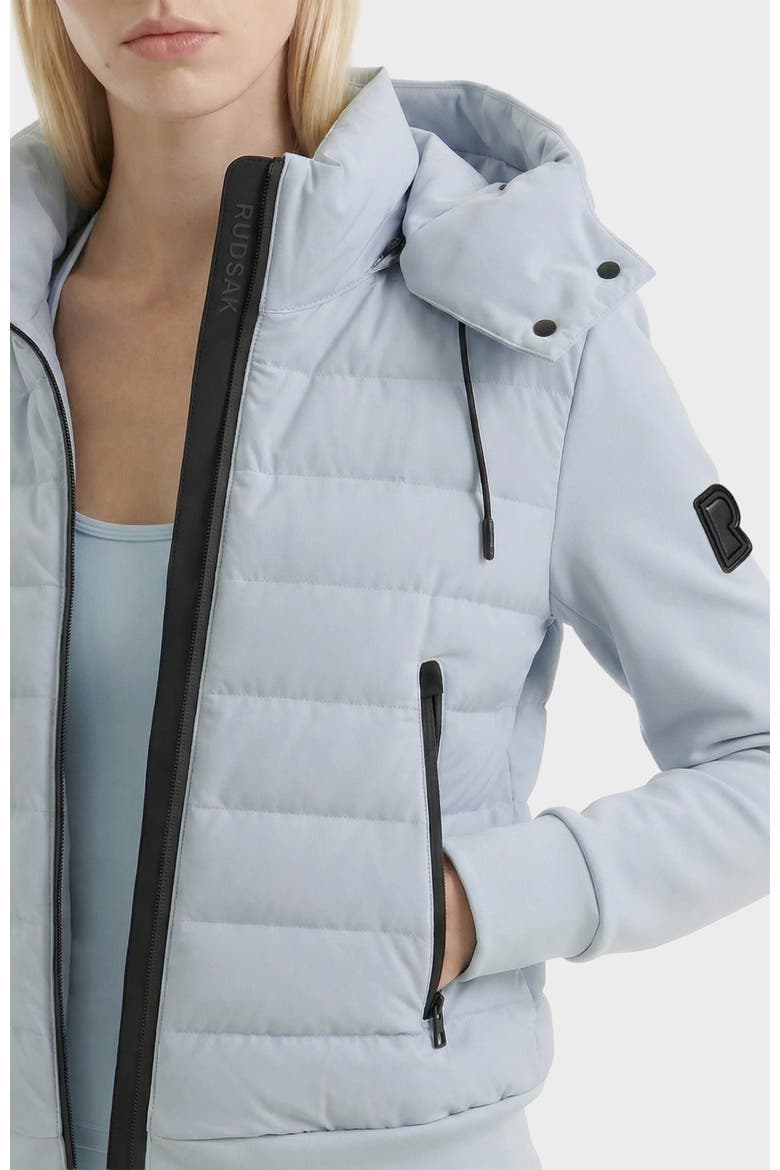 Cassa Light Down & Neoprene Crop Jacket, Alternate, color, Powder Blue