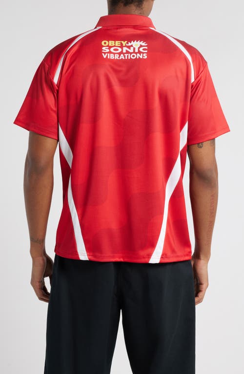 Obey Sonic Vibration Soccer Jersey In Red Multi