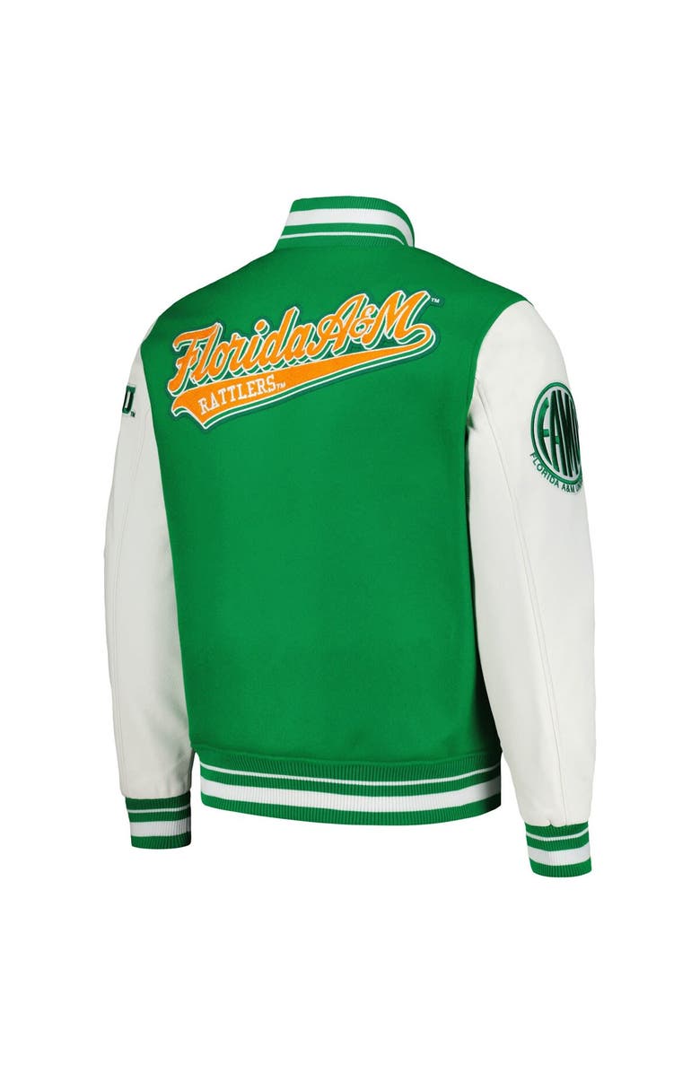 PRO STANDARD Men's Pro Standard Green Florida A&M Rattlers Script Wool Full-Zip Varsity Jacket, Alternate, color, 